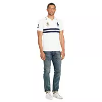 ralph lauren tee-shirt coton pima deux lignes blanc